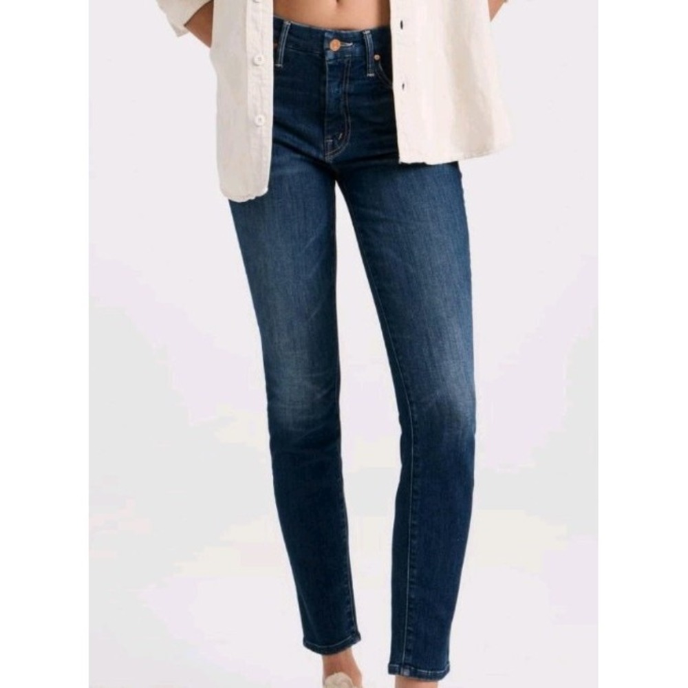 Mother The High Waisted Looker Coffee Tea or Me Ankle Jeans Womens 27 Dark Wash